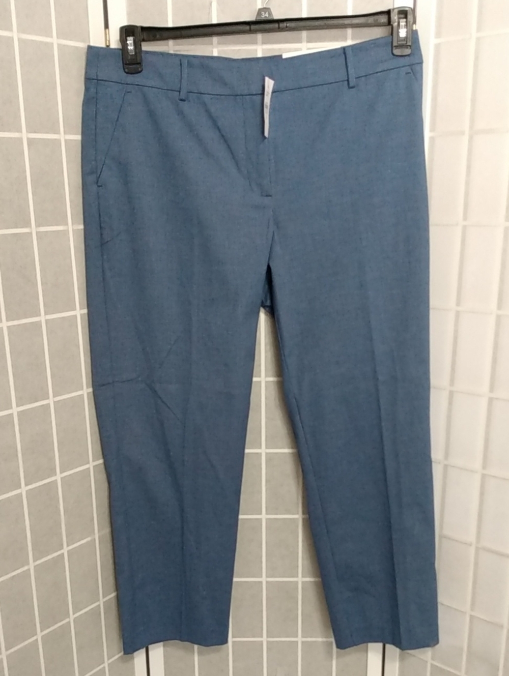 LOFT Blue Dress Trousers- Women's 12- Hook Button Zip- Faux Pockets